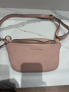 Poppy & Peonies Pink Pebbled Leather Crossbody Belt Bag